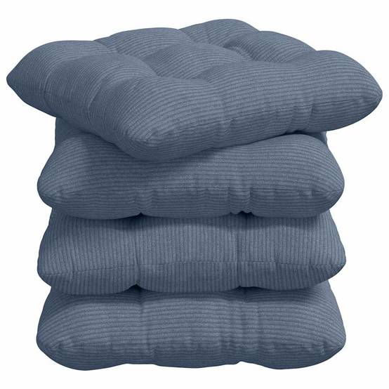 Lot de 4 Coussins d'Assise Velours Côtelé Moderne Déhoussable pour Maison Bureau Bleu 45x45 cm – ComfortXL Outdoor Living - Image 2