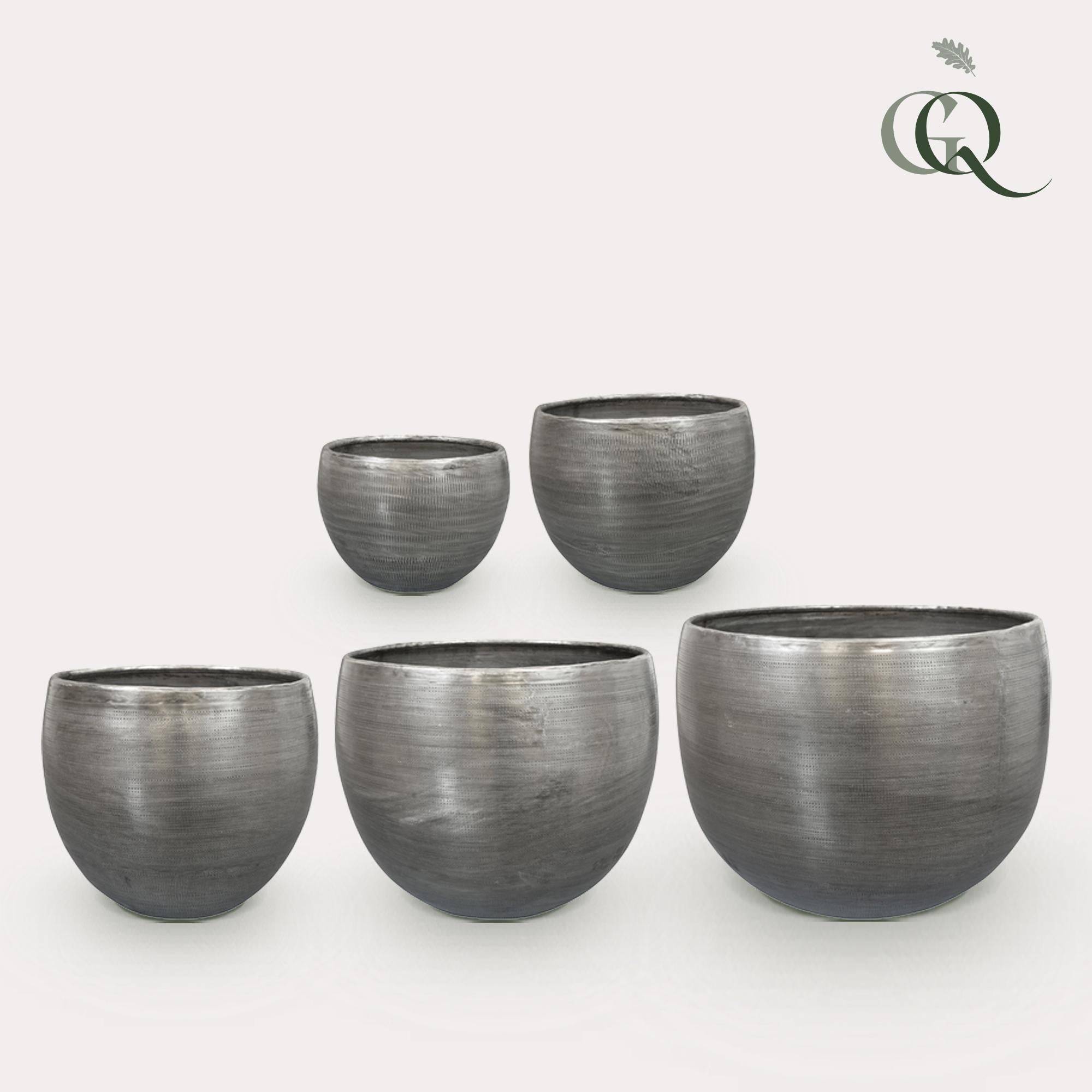 Set de 5 pots Rowen argentés - 38 cm- La Green Touch - Image 1