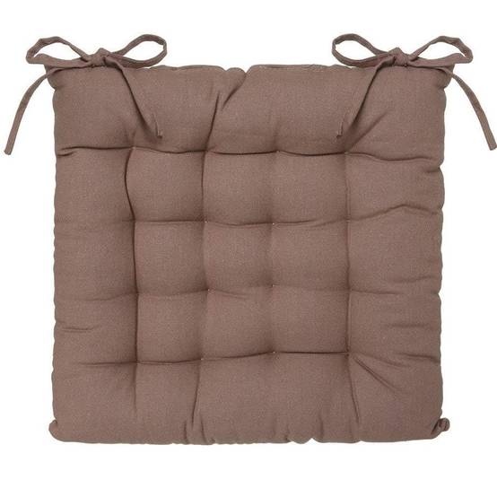 Assise de chaise matelassée coton 38 x 38 cm taupe - Image 1