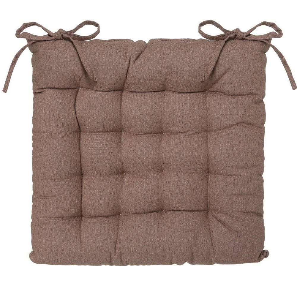 Assise de chaise matelassée coton 38 x 38 cm taupe - Image 1