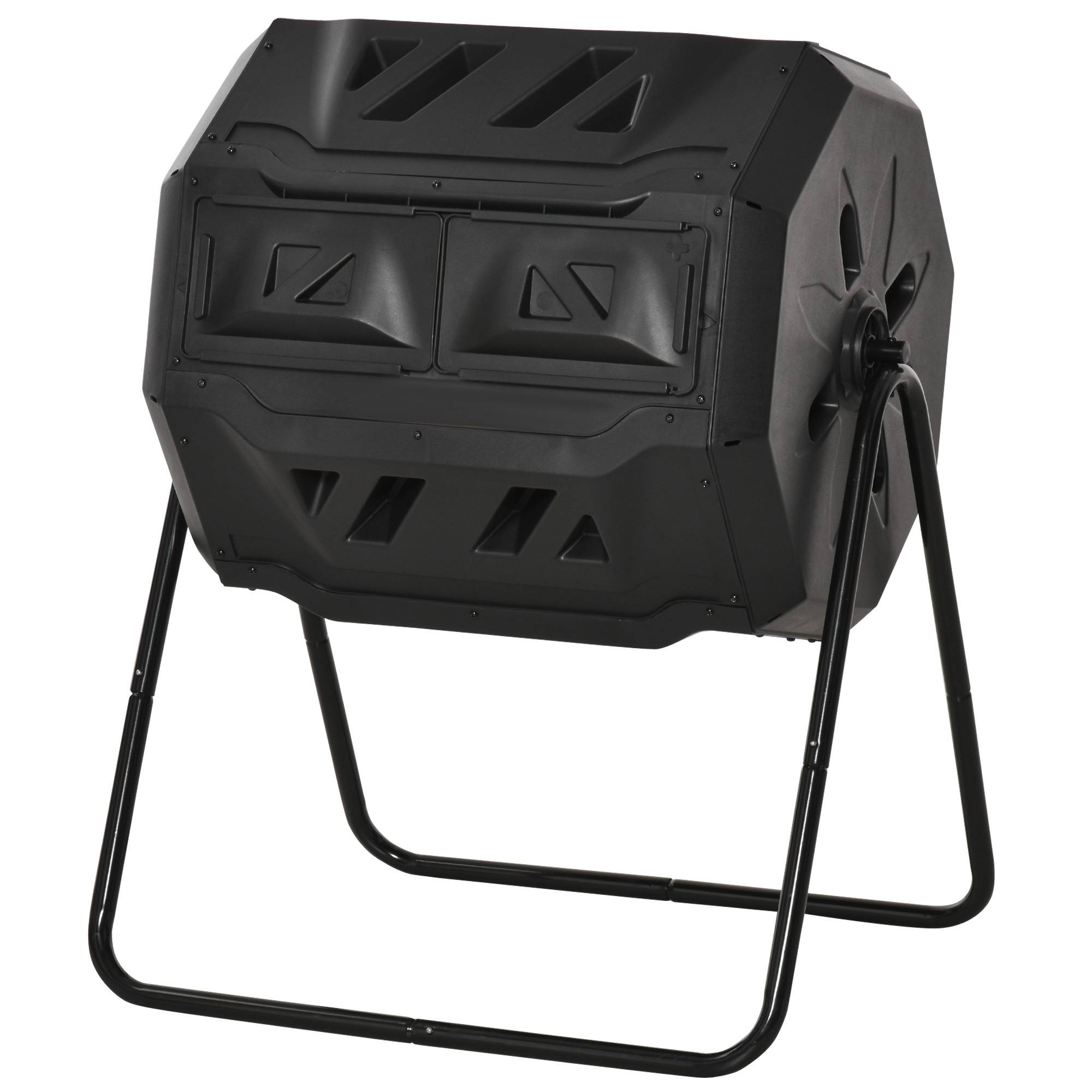 ComfortXL - Composteur rotatif acier et polypropylène 160 L noir 71 x 64 x 96 cm double compartiment pour jardin - Image 2