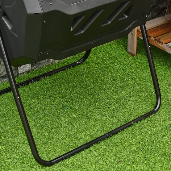 ComfortXL - Composteur rotatif acier et polypropylène 160 L noir 71 x 64 x 96 cm double compartiment pour jardin - Image 9
