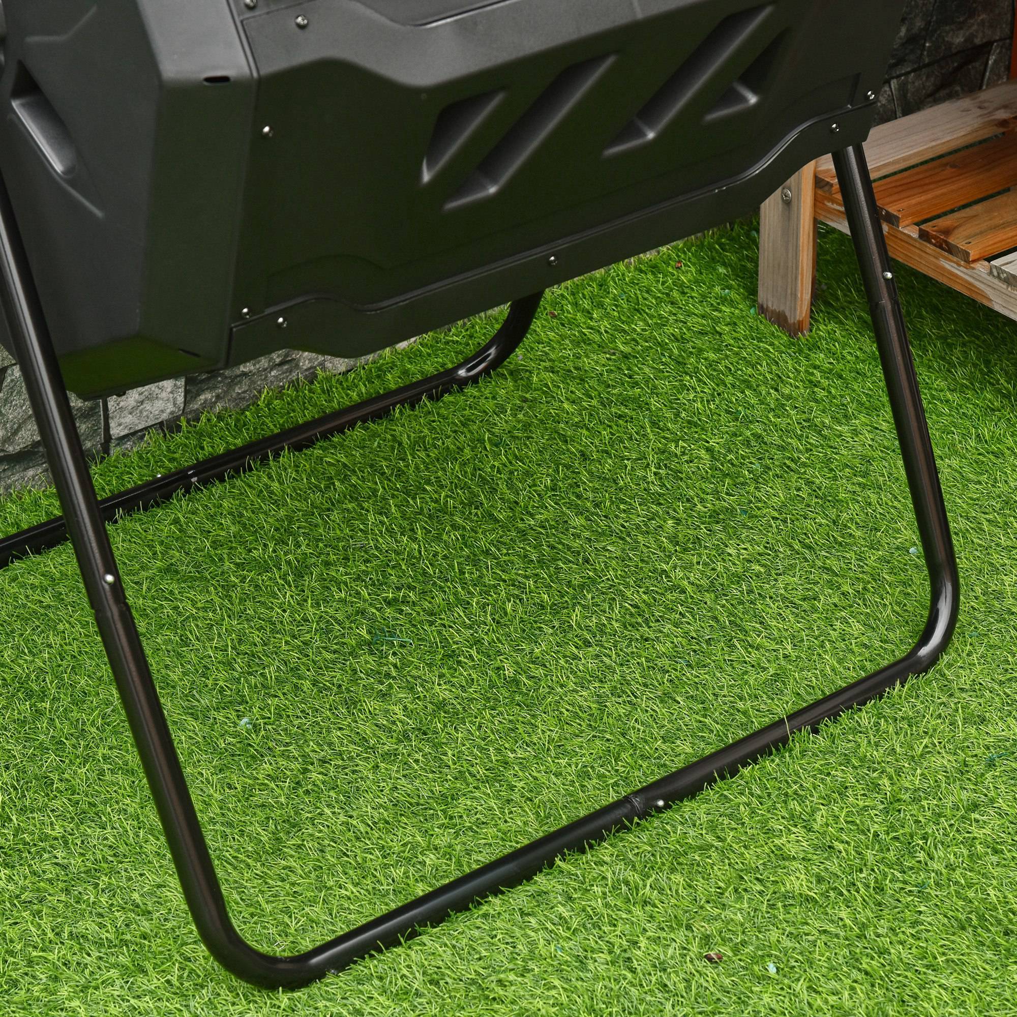 ComfortXL - Composteur rotatif acier et polypropylène 160 L noir 71 x 64 x 96 cm double compartiment pour jardin - Image 9