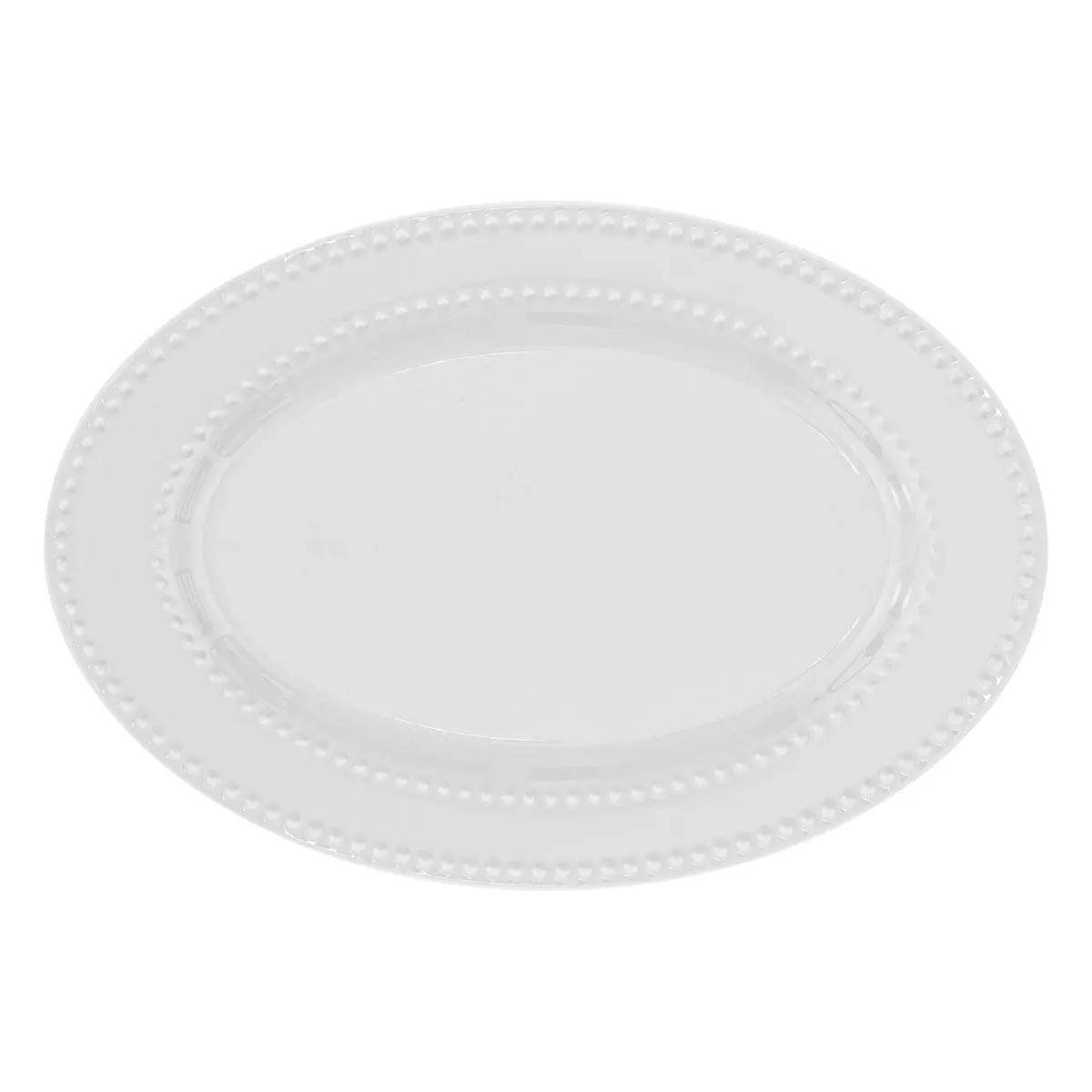 Plat de Présentation en Porcelaine "Perle" 33cm Blanc - Image 2