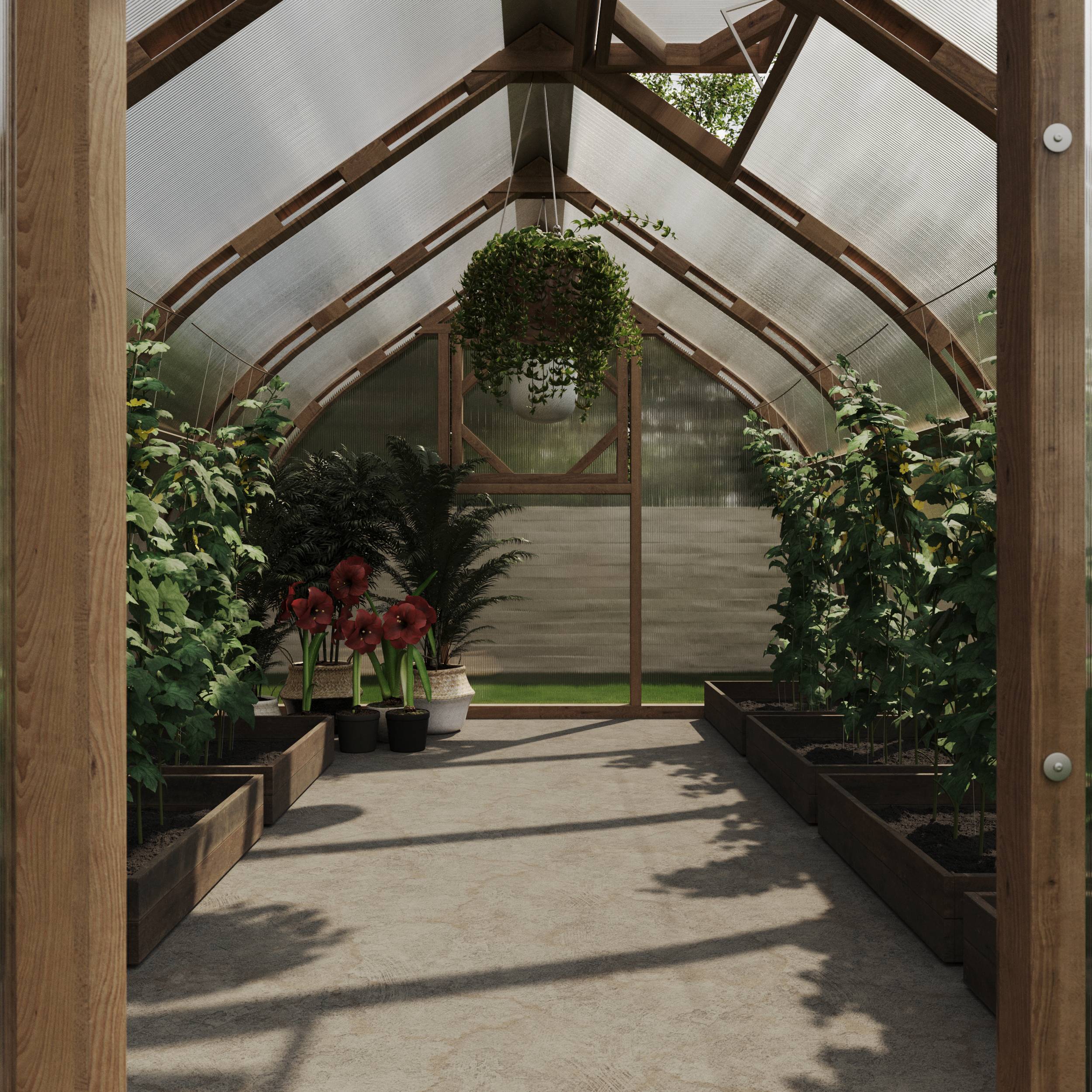 Serre en bois 24m² Norhage Tre 300 - Polycarbonate 10mm - Image 4