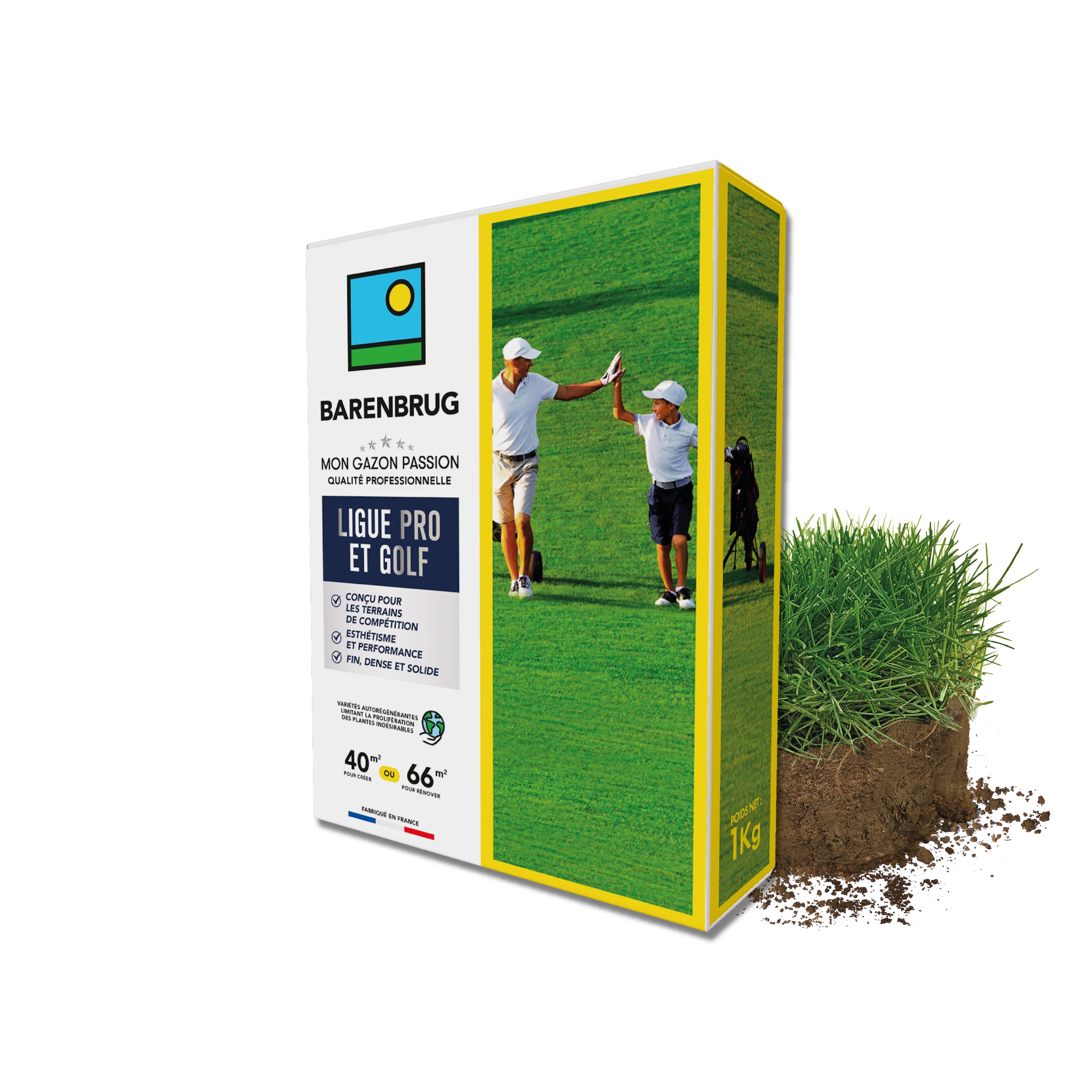Gazon Ligue Pro et Golf - pour Terrains de Compétition - Esthétisme, Performance - Fin, Dense, Solide - 1KG - BARENBRUG - Image 1