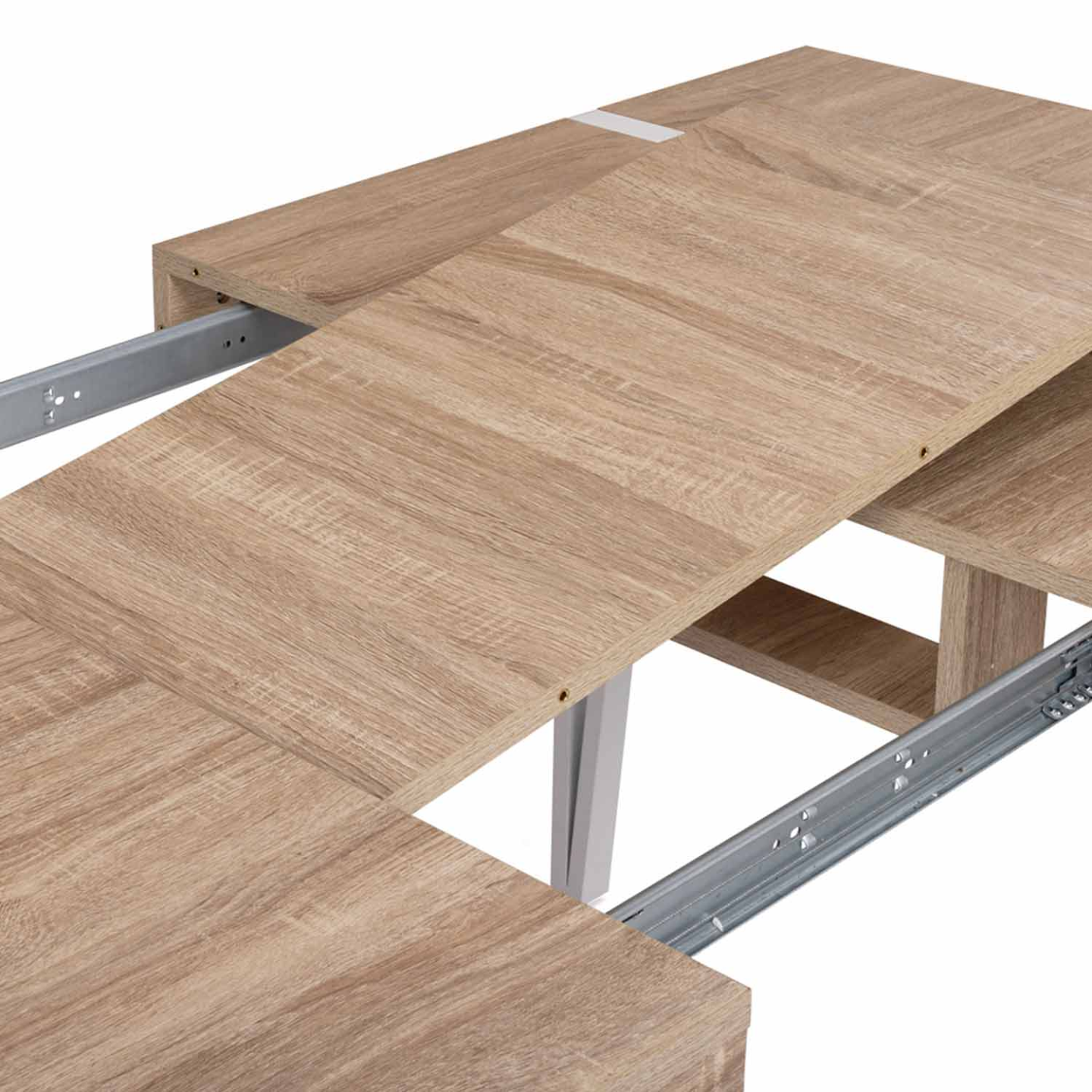Table à manger extensible rectangle AUSTRIA 6-10 personnes bois pied épingle blanc 160-200 cm - Image 6