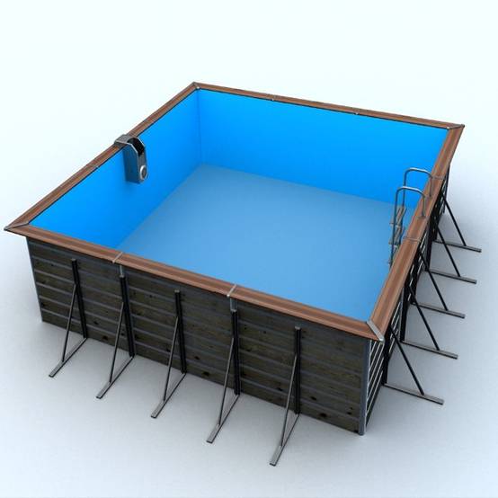 Water Clip - Piscine bois carrée 3,70 x 3,70 x H. 1,47 m - EGINE Water Clip - Image 1