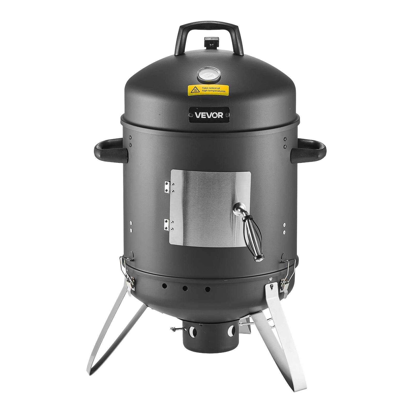 Vevor - VEVOR Fumoir à charbon 406 mm, barbecue vertical en acier revêtu, 2 grilles 375 mm, thermomètre, aérations, cendrier amovible