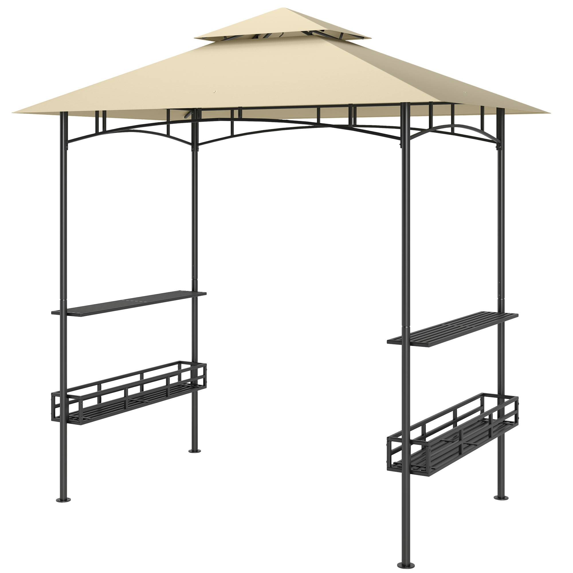 Maison Chic - Tonnelle de barbecue auvent de réception crochet au plafond 240x150x257cm Métal galvanisé Beige fr502 - Image 2
