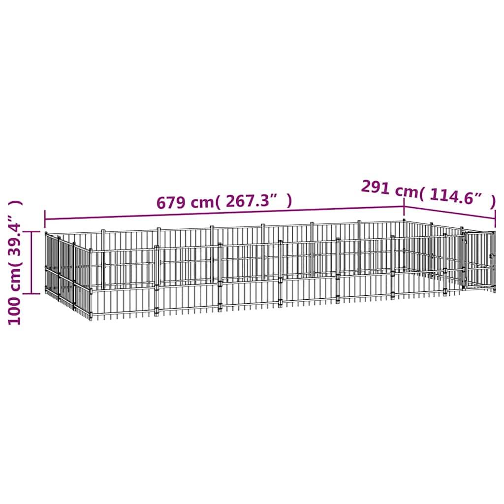 Vidaxl - Chenil d'extérieur pour chiens Acier 19,76 m² vidaXL 3124620 - Image 7