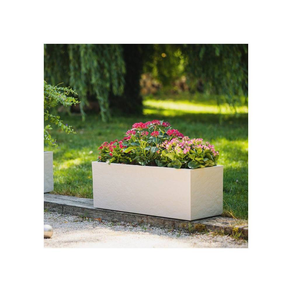 Eda - Balconnière - Eda - Volcania Up - 25 L - Intérieur/extérieur - Décor Pierre - 59 X 19,5 X H 22,8 Cm - Beige Calcaire - Image 2