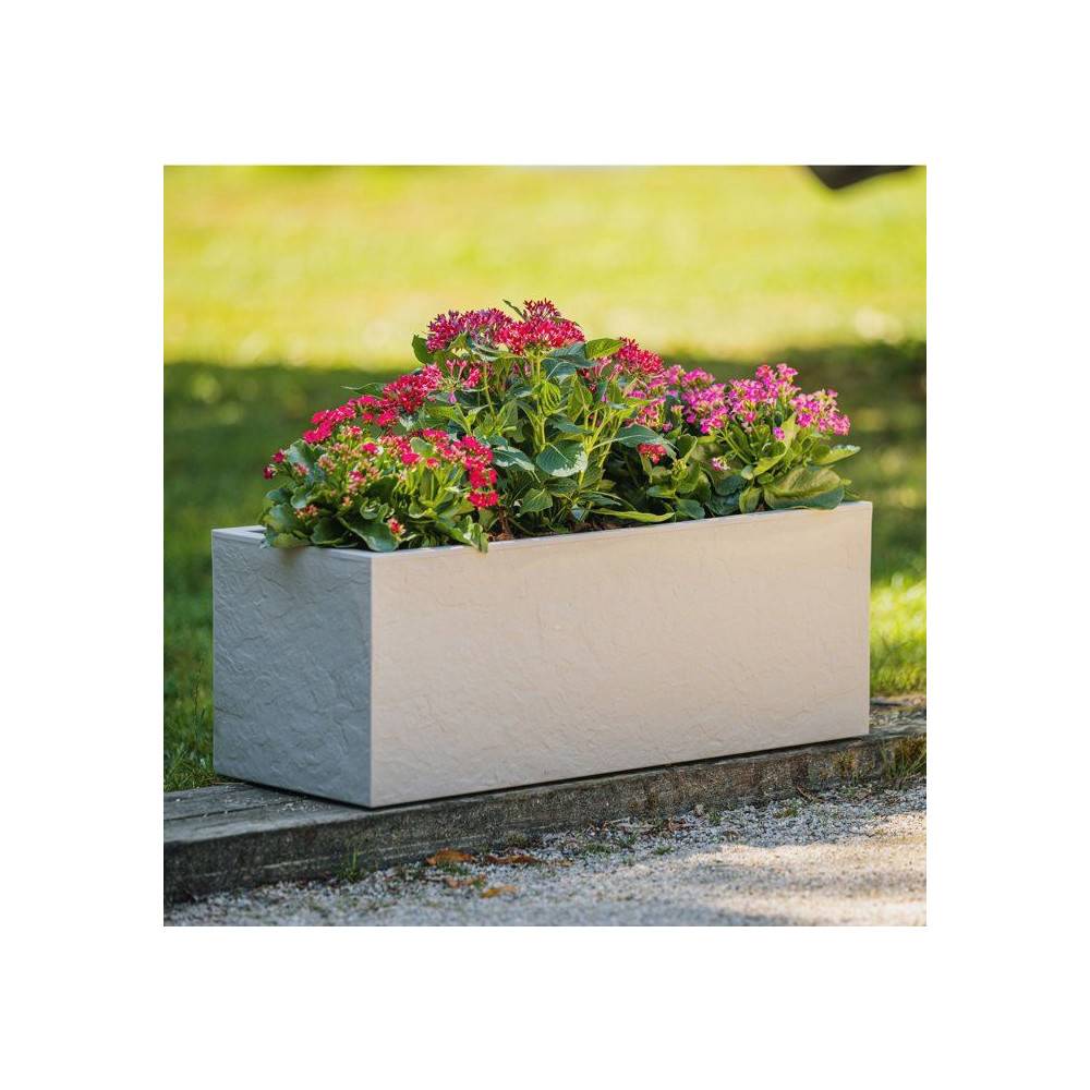 Eda - Balconnière - Eda - Volcania Up - 25 L - Intérieur/extérieur - Décor Pierre - 59 X 19,5 X H 22,8 Cm - Beige Calcaire - Image 5