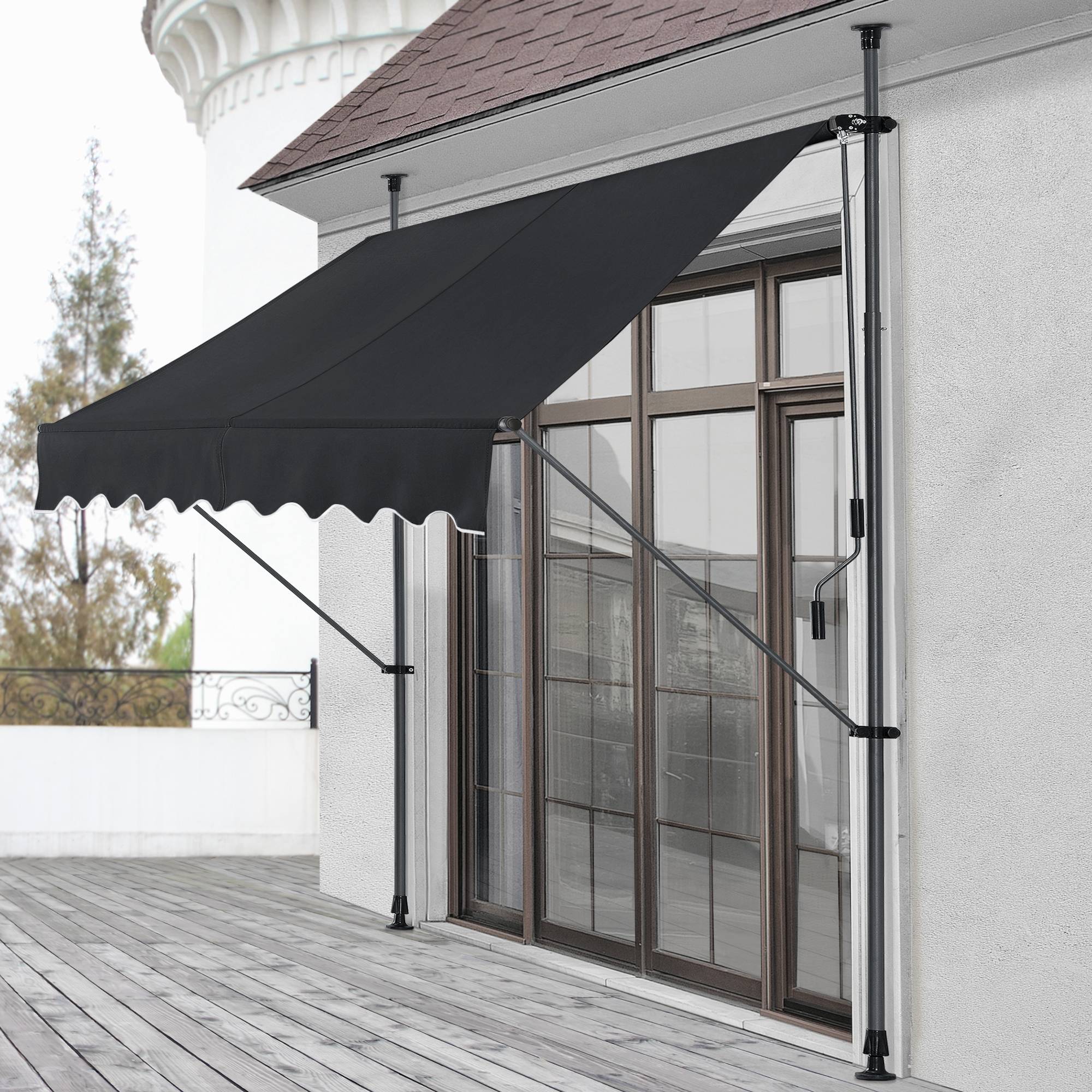 Pro.Tec - Store Banne Téléscopique Acier Polyester 200 x 120 x 220-309 cm Noir [pro.tec] - Image 2