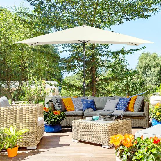 Parasol inclinable rectangulaire en aluminium métal et polyester crème 294 x 198 x 255 cm - PANGIVO - Image 3