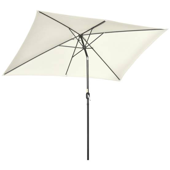 Parasol inclinable rectangulaire en aluminium métal et polyester crème 294 x 198 x 255 cm - PANGIVO - Image 1