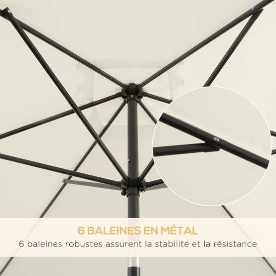 Parasol inclinable rectangulaire en aluminium métal et polyester crème 294 x 198 x 255 cm - PANGIVO - Image 9