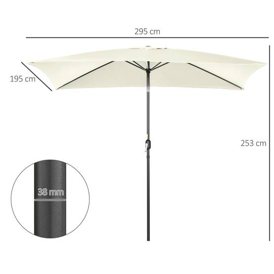 Parasol inclinable rectangulaire en aluminium métal et polyester crème 294 x 198 x 255 cm - PANGIVO - Image 5