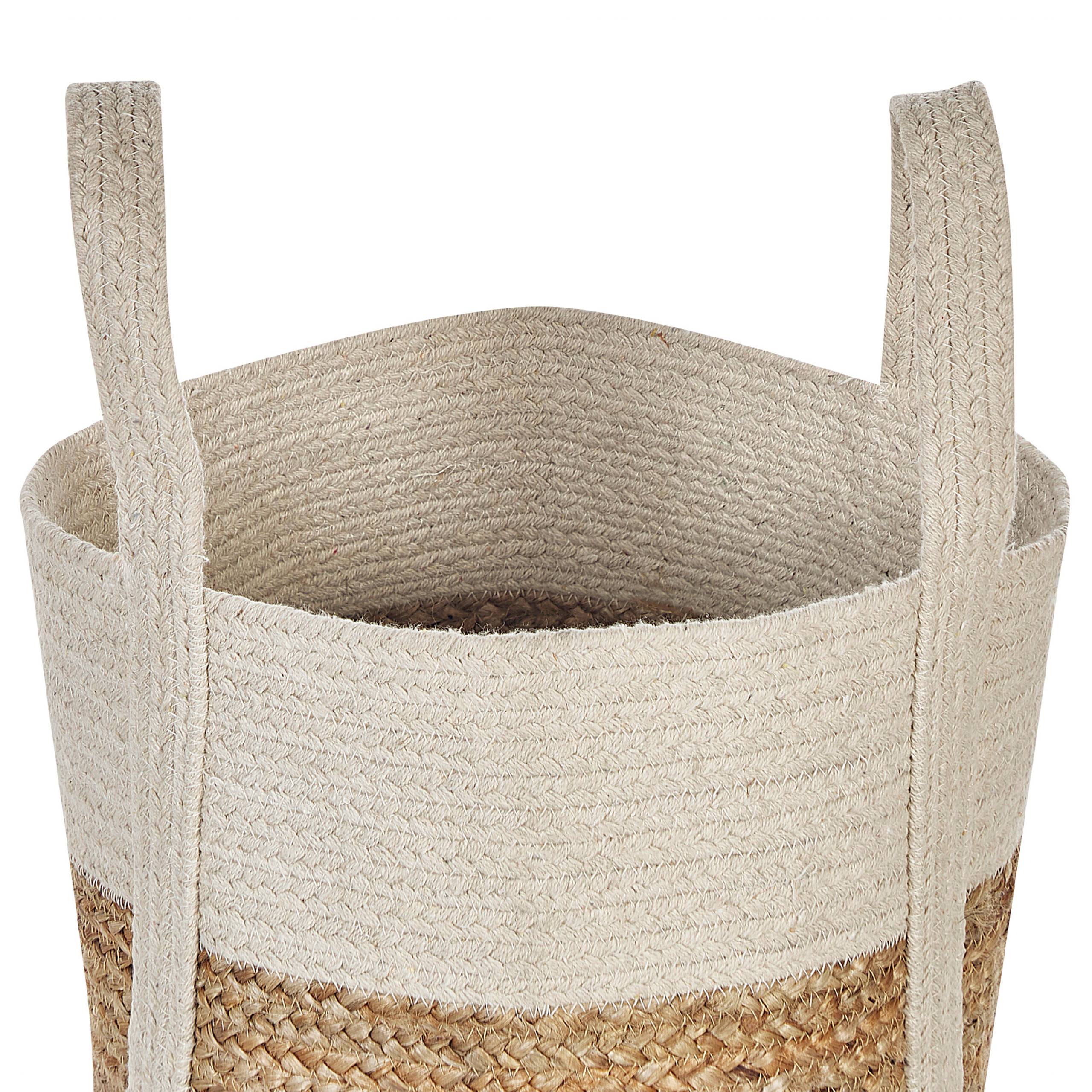 Beliani - Panier Beige et Blanc en Jute Corbeille à Linge Faite Main Tressée Rangement pour Intérieur Accessoire Rangement - Image 5
