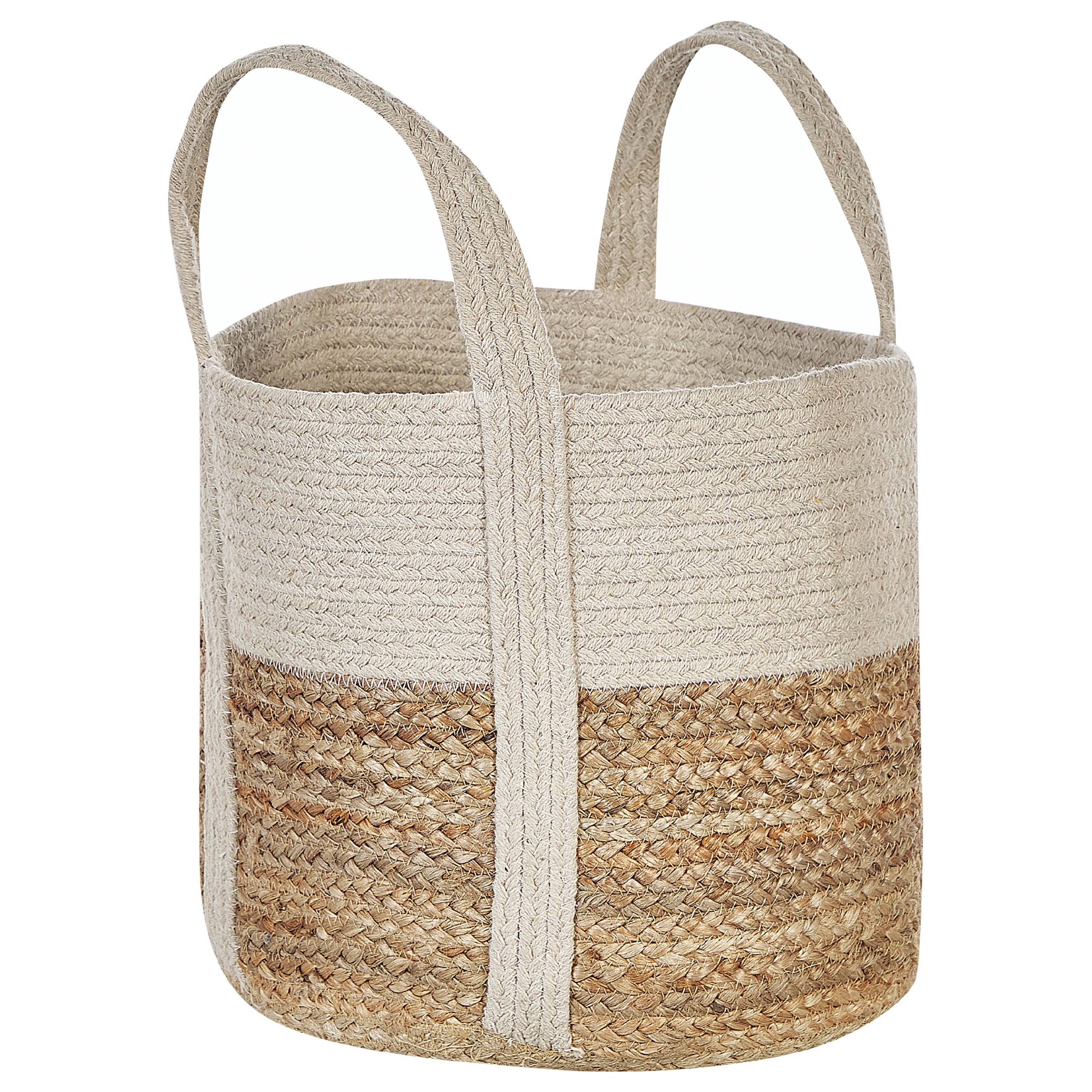 Beliani - Panier Beige et Blanc en Jute Corbeille à Linge Faite Main Tressée Rangement pour Intérieur Accessoire Rangement - Image 4