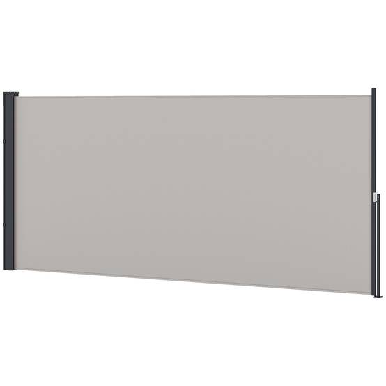 Store latéral rétractable enroulable, protection d'intimité, imperméable et anti-UV, gris clair - Image 2