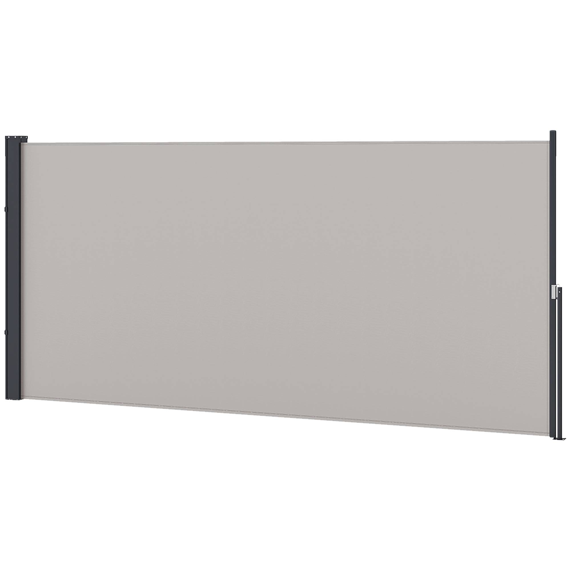 Store latéral rétractable enroulable, protection d'intimité, imperméable et anti-UV, gris clair - Image 2