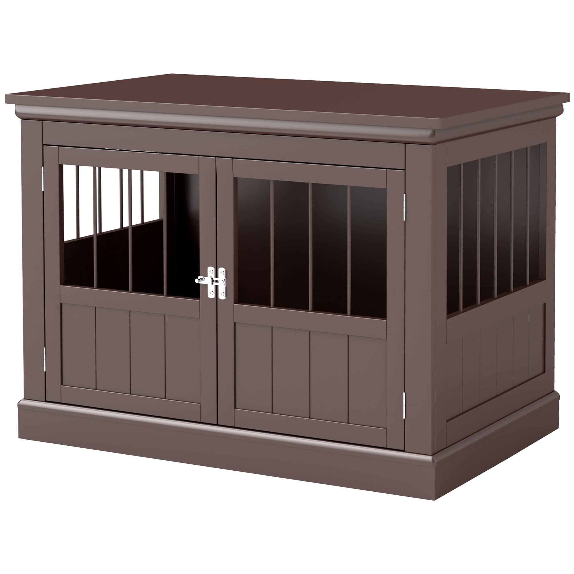 Cage pour petit chien, table d'appoint moderne, 3 portes, fermeture magnétique, 78x53x59,3 cm, café - Image 2
