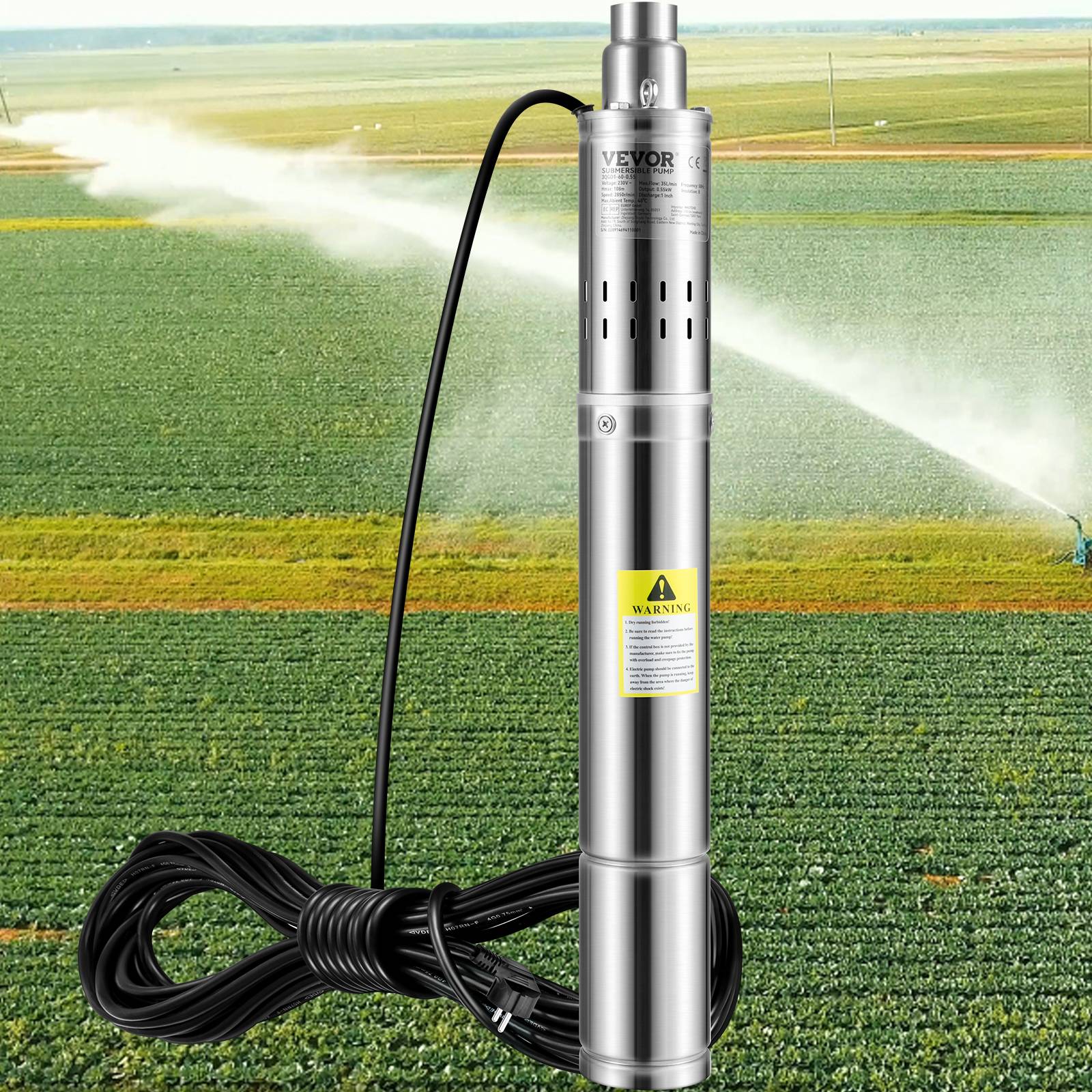 VEVOR Pompe Immergée Pompe à Eau pour Puits Profond Inox 550 W 2100 L/h 108 m - Image 8