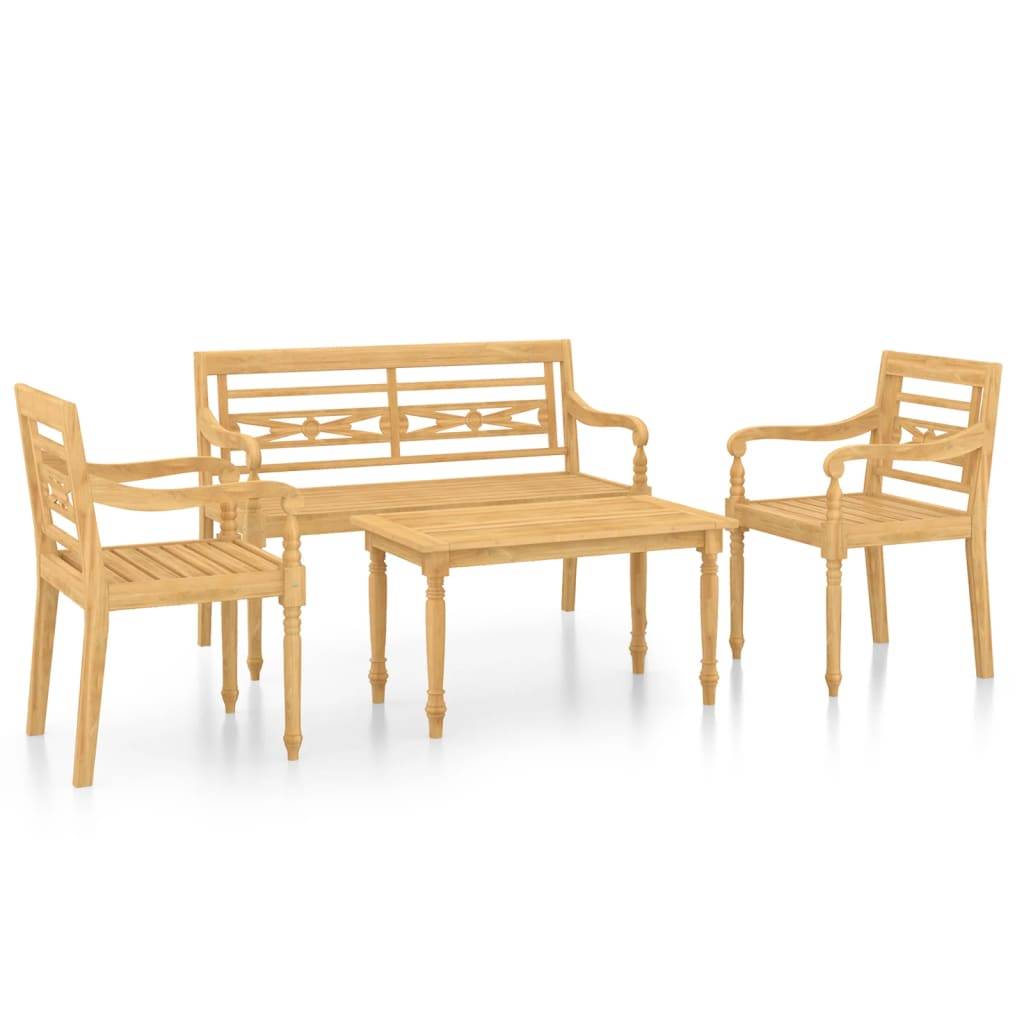 Helloshop26 - Salon de jardin meuble d'extérieur ensemble de mobilier 4 pièces bois de teck solide - Image 1