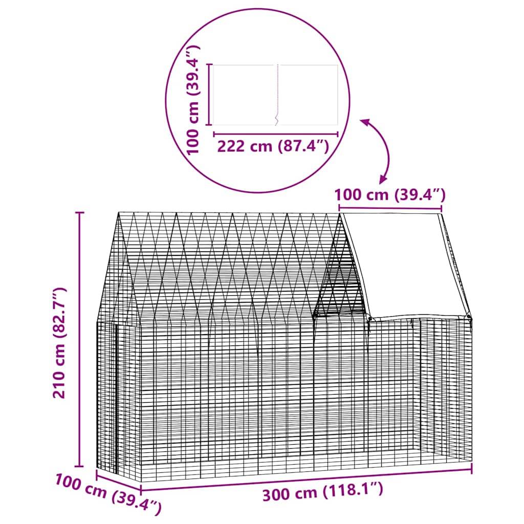 Vidaxl - Cage pour lapins Argenté 300 x 100 x 210 cm Acier galvanisé vidaXL 42019247 - Image 3