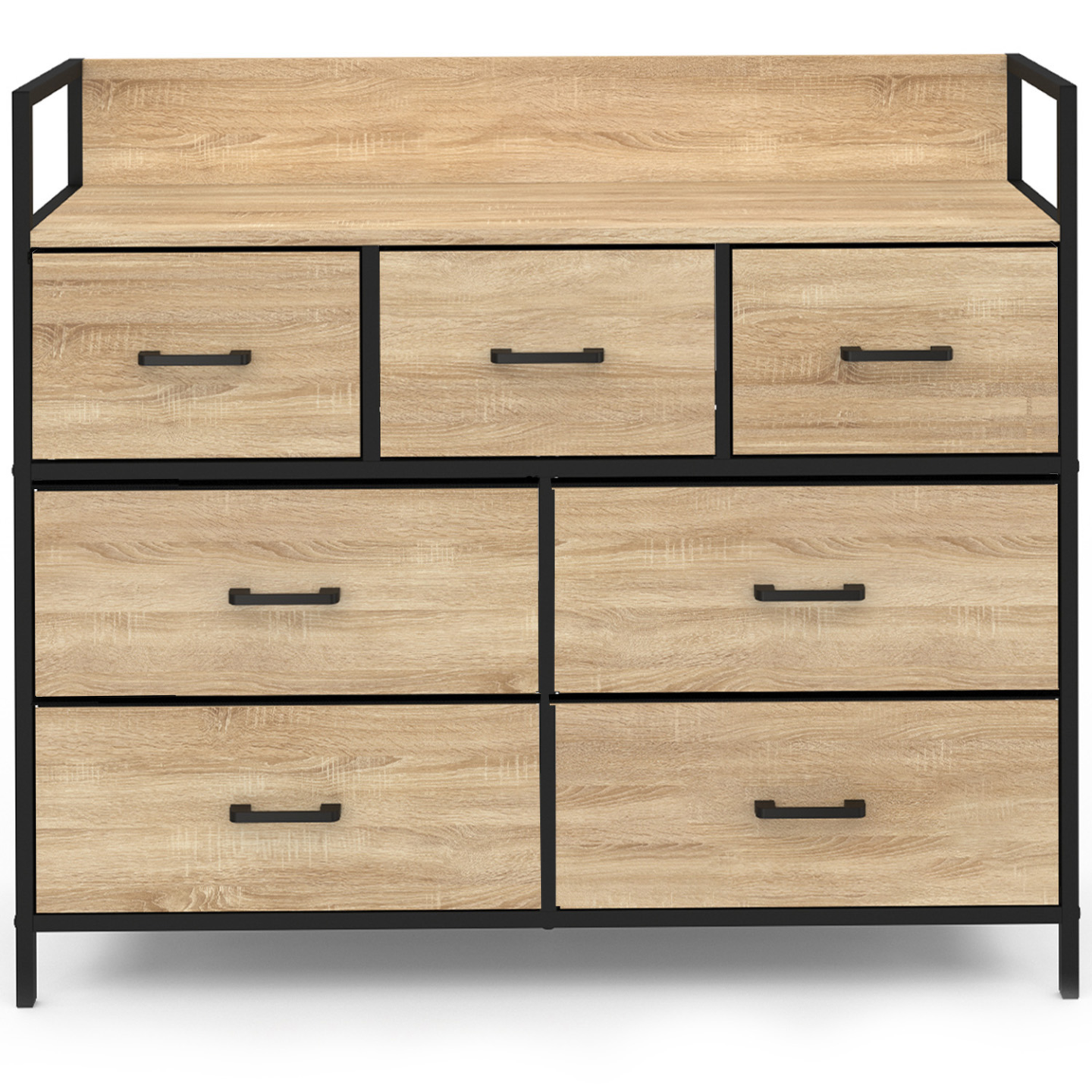 Commode 7 tiroirs en tissu UTAH 100 cm meuble de rangement design industriel - Image 3
