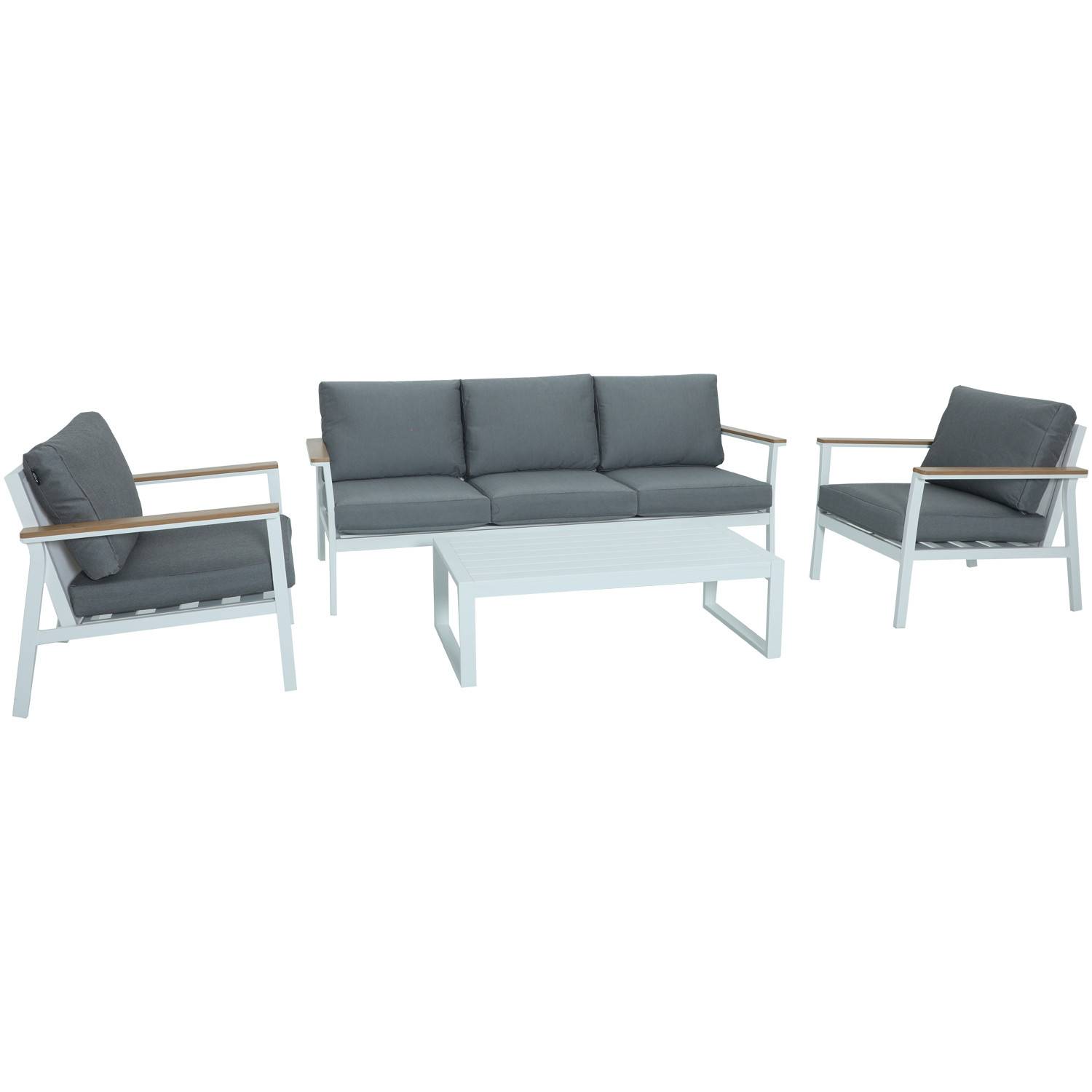 Autre - Salon de jardin en aluminium 5 places- blanc gris - extérieur - SOLEA - Image 1