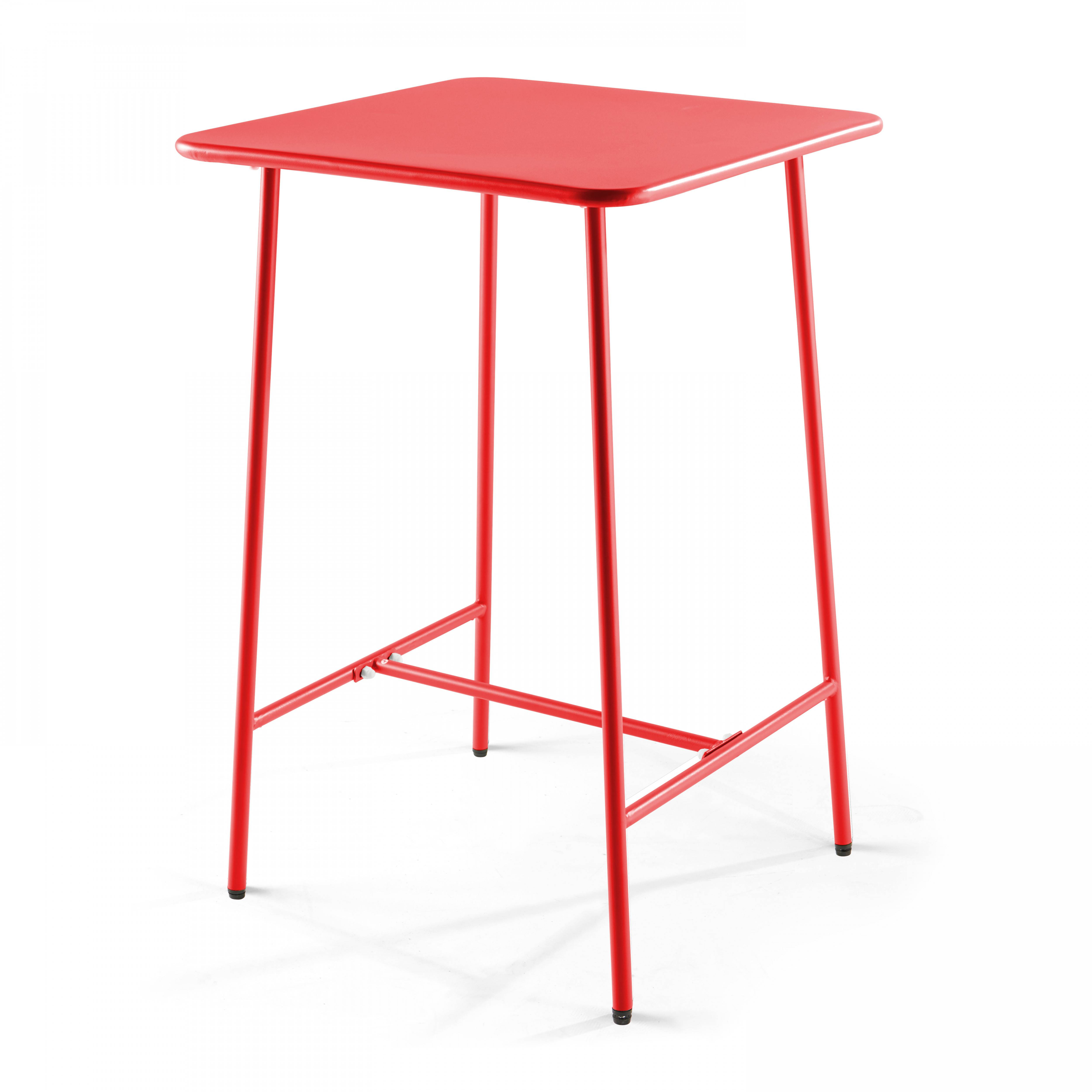 Oviala - Ensemble table de bar et 4 chaises hautes en métal rouge Palavas - Oviala - Image 6