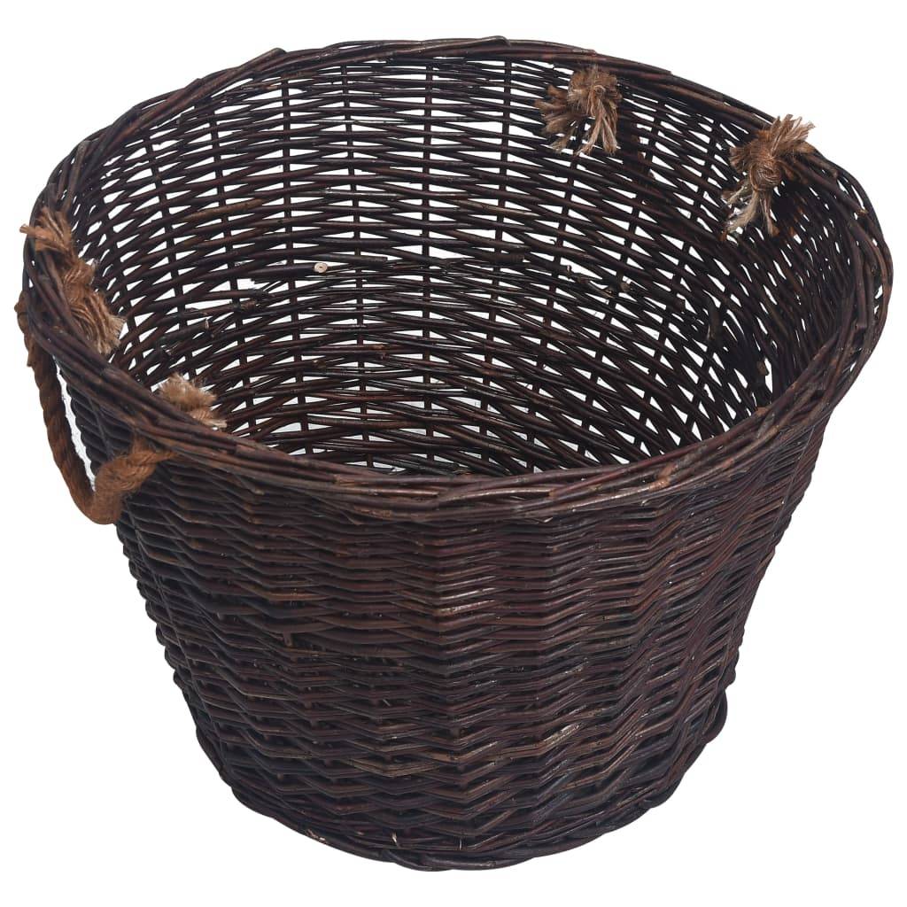 ComfortXL - Lot de 3 paniers à bûches ronds empilables en osier avec poignées Marron – ComfortXL Outdoor Living - Image 4