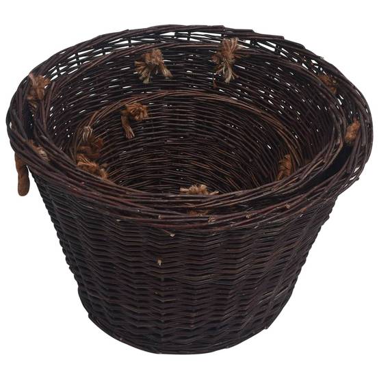 ComfortXL - Lot de 3 paniers à bûches ronds empilables en osier avec poignées Marron – ComfortXL Outdoor Living - Image 5