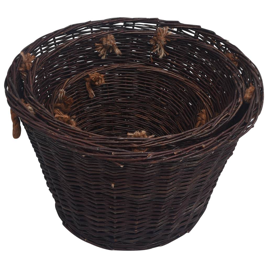 ComfortXL - Lot de 3 paniers à bûches ronds empilables en osier avec poignées Marron – ComfortXL Outdoor Living - Image 5