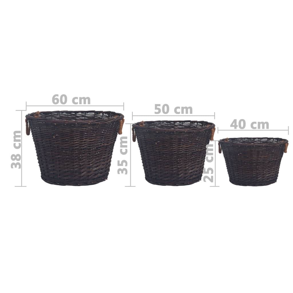 ComfortXL - Lot de 3 paniers à bûches ronds empilables en osier avec poignées Marron – ComfortXL Outdoor Living - Image 8