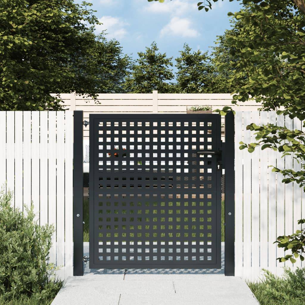 Maison Chic - Portail de jardin - Portillons d'extérieur - Clôture de jardin anthracite 105x150 cm acier - Image 2