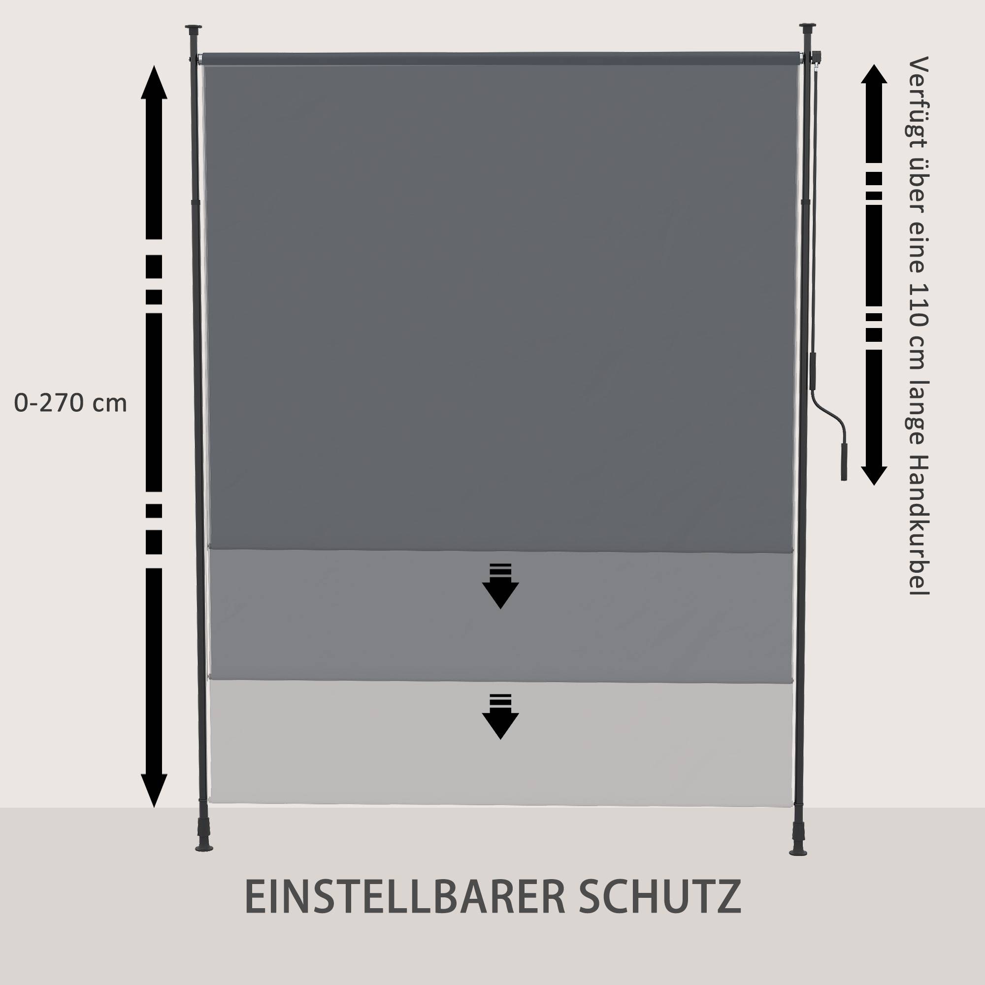 Store Vertical Extérieur sans Perçage Balcon Terrasse Brise-Vue Rétractable Gris 200x305cm - ComfortXL Outdoor Living - Image 5