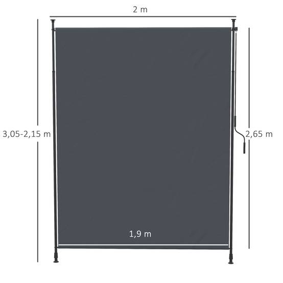 Store Vertical Extérieur sans Perçage Balcon Terrasse Brise-Vue Rétractable Gris 200x305cm - ComfortXL Outdoor Living - Image 3