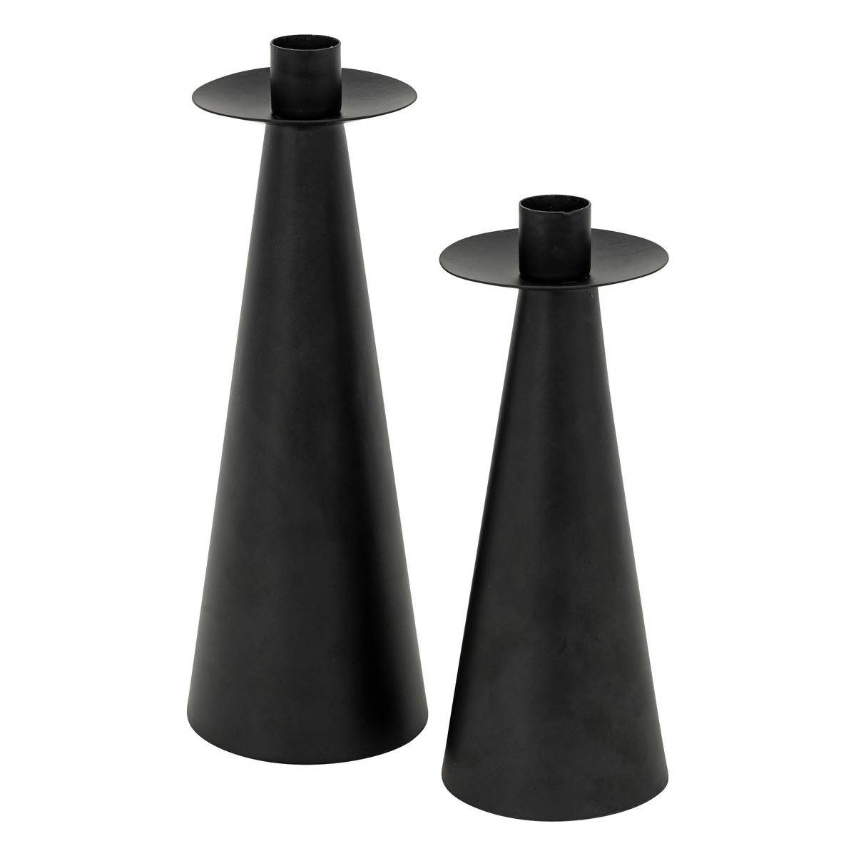 Atmosphera - Lot de 2 Bougeoirs Chandeliers en métal noir mat H 20 et H 24 cm - Image 1