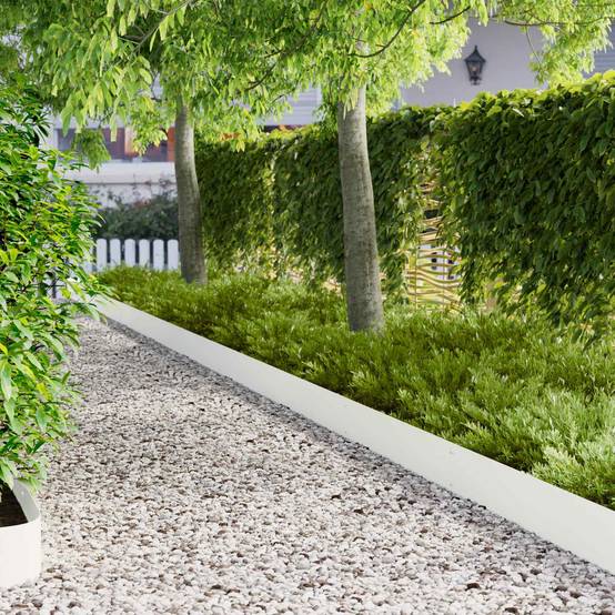 Bordure de pelouse en acier pour allées aménagement flexible 103x20cm 10pcs blanc - ComfortXL Outdoor Living - Image 1