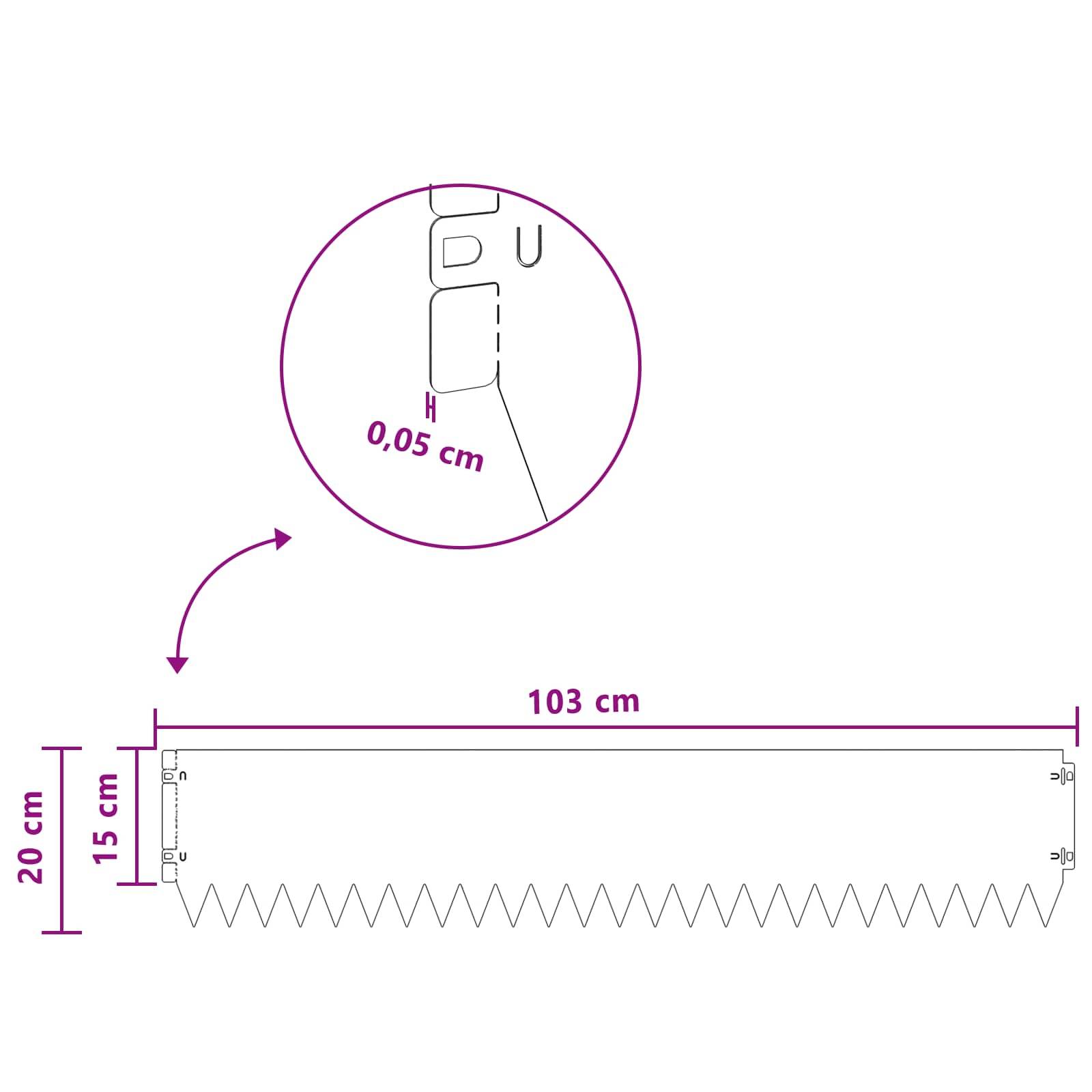 Bordure de pelouse en acier pour allées aménagement flexible 103x20cm 10pcs blanc - ComfortXL Outdoor Living - Image 9