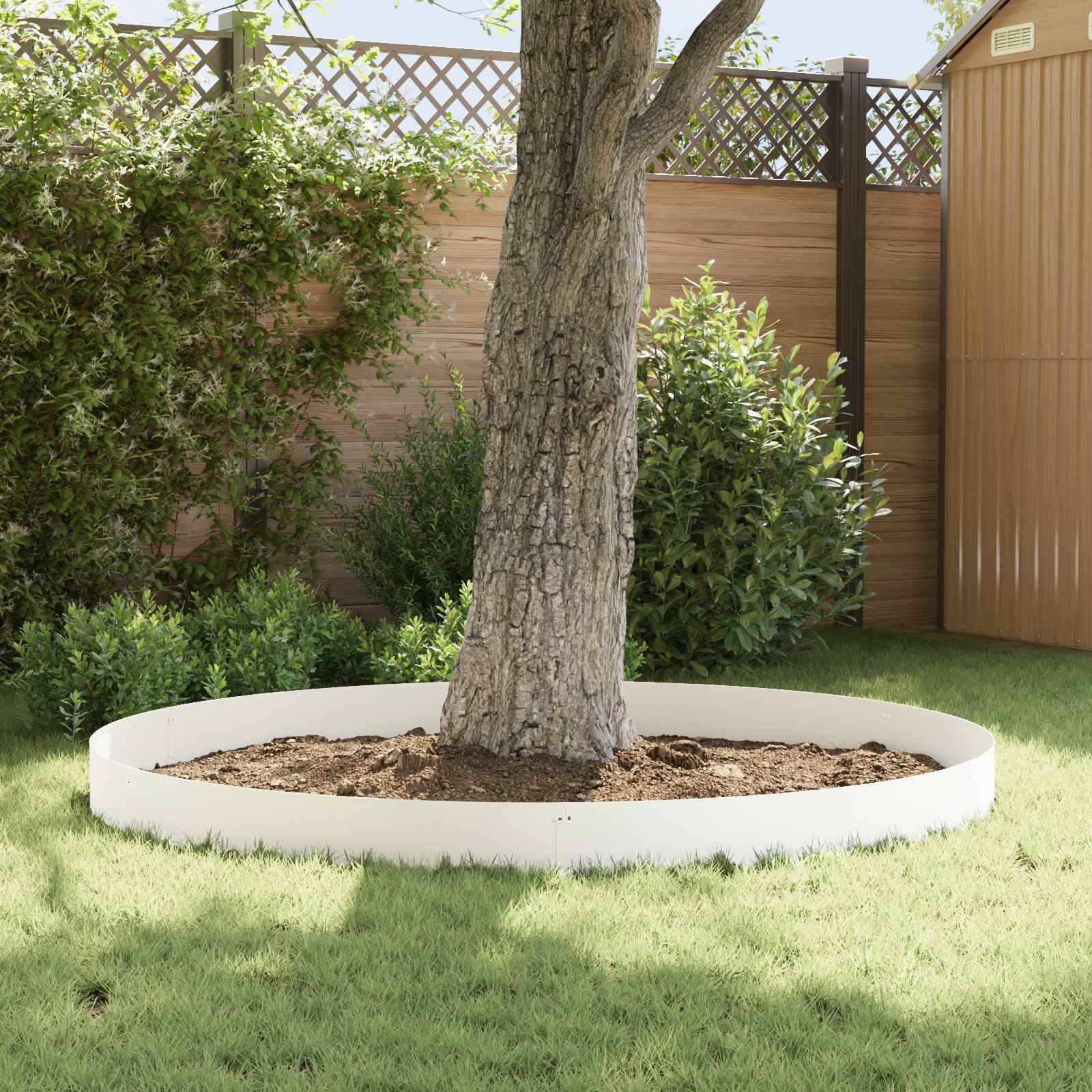Bordure de pelouse en acier pour allées aménagement flexible 103x20cm 10pcs blanc - ComfortXL Outdoor Living - Image 4