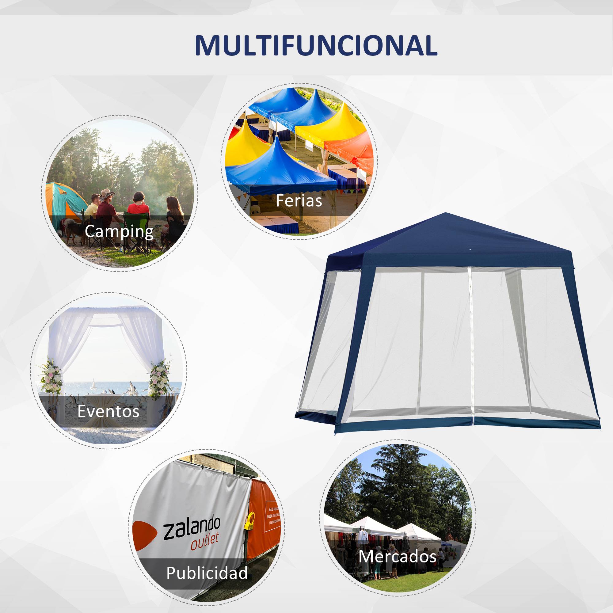 Tonnelle de Jardin 3x3 m avec Moustiquaires Pavillon Acier Protection UV Bleu - ComfortXL Outdoor Living - Image 9