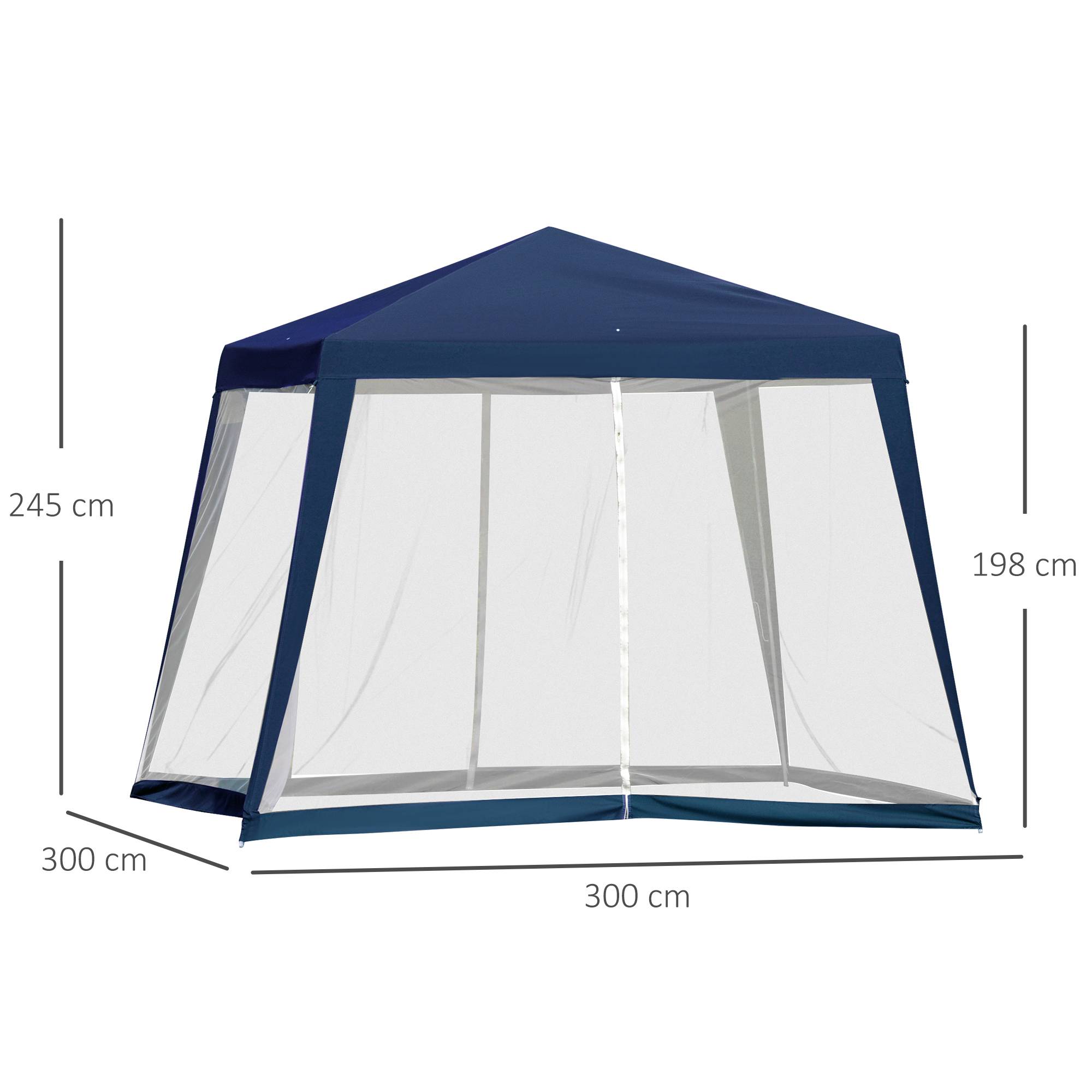 Tonnelle de Jardin 3x3 m avec Moustiquaires Pavillon Acier Protection UV Bleu - ComfortXL Outdoor Living - Image 5