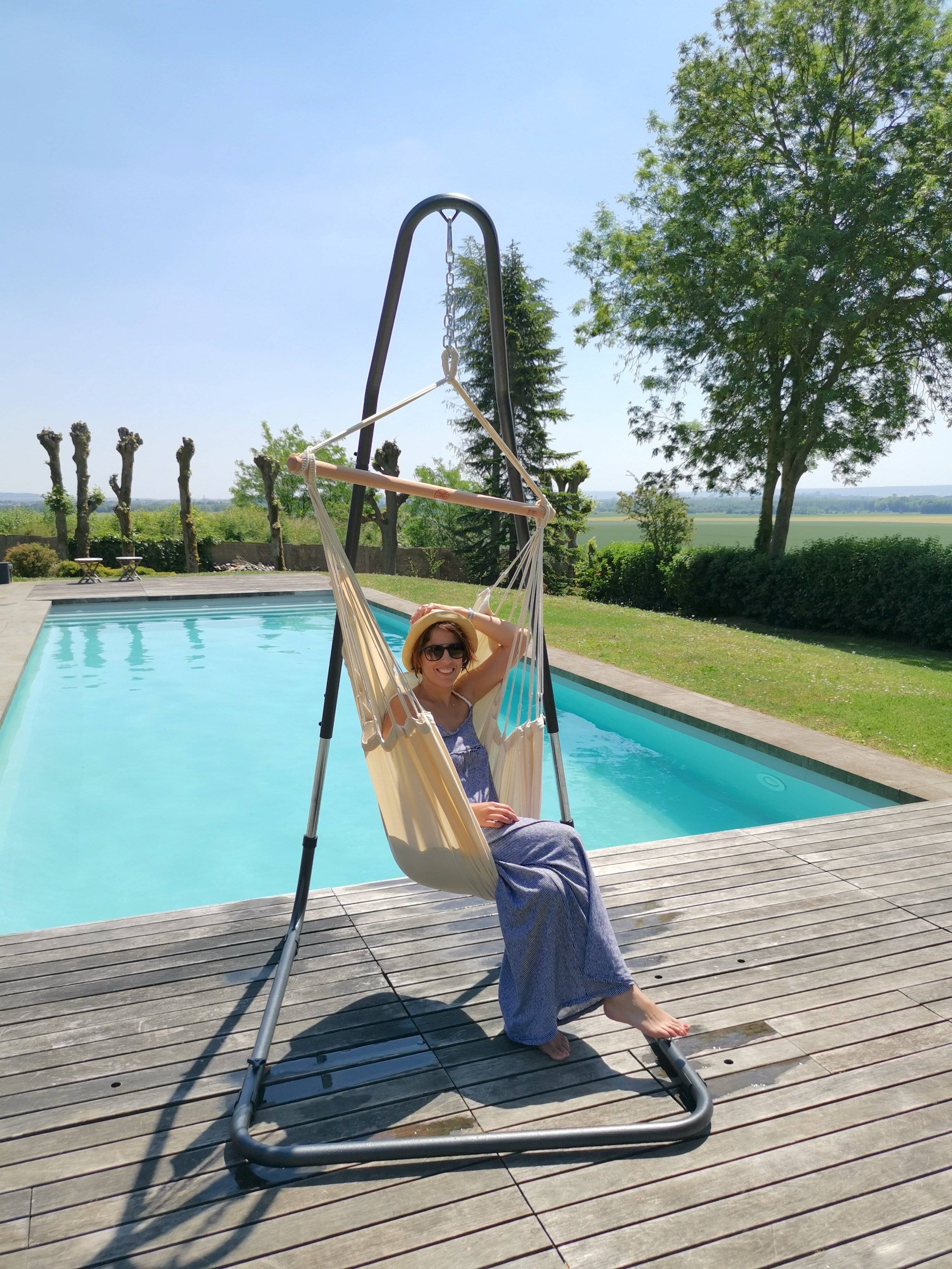 Jobek - Support Métal Sonio Anthracite Réglable pour chaise hamac 115x130x200-240 cm JOBEK - Image 3