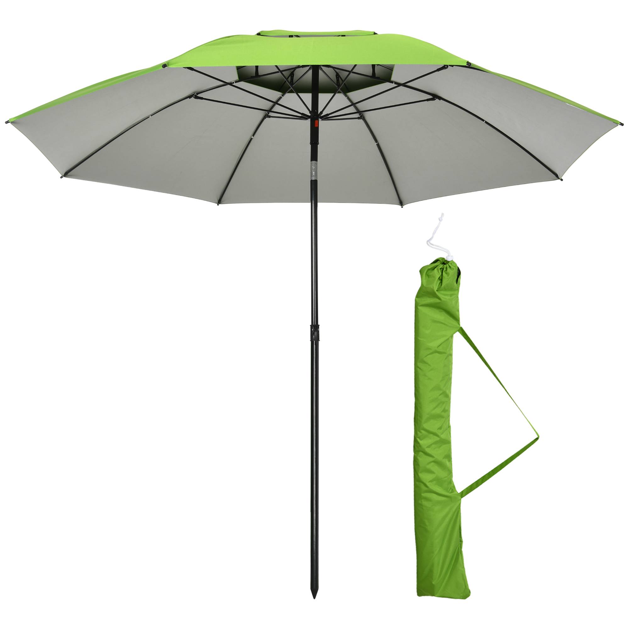 Parasol d'extérieur en métal rond inclinable protection UV30, 8 tiges - 185x185x205cm Vert fr332 - Image 2