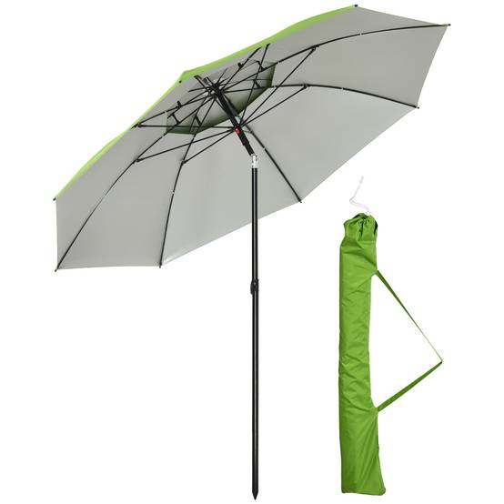 Parasol d'extérieur en métal rond inclinable protection UV30, 8 tiges - 185x185x205cm Vert fr332 - Image 1