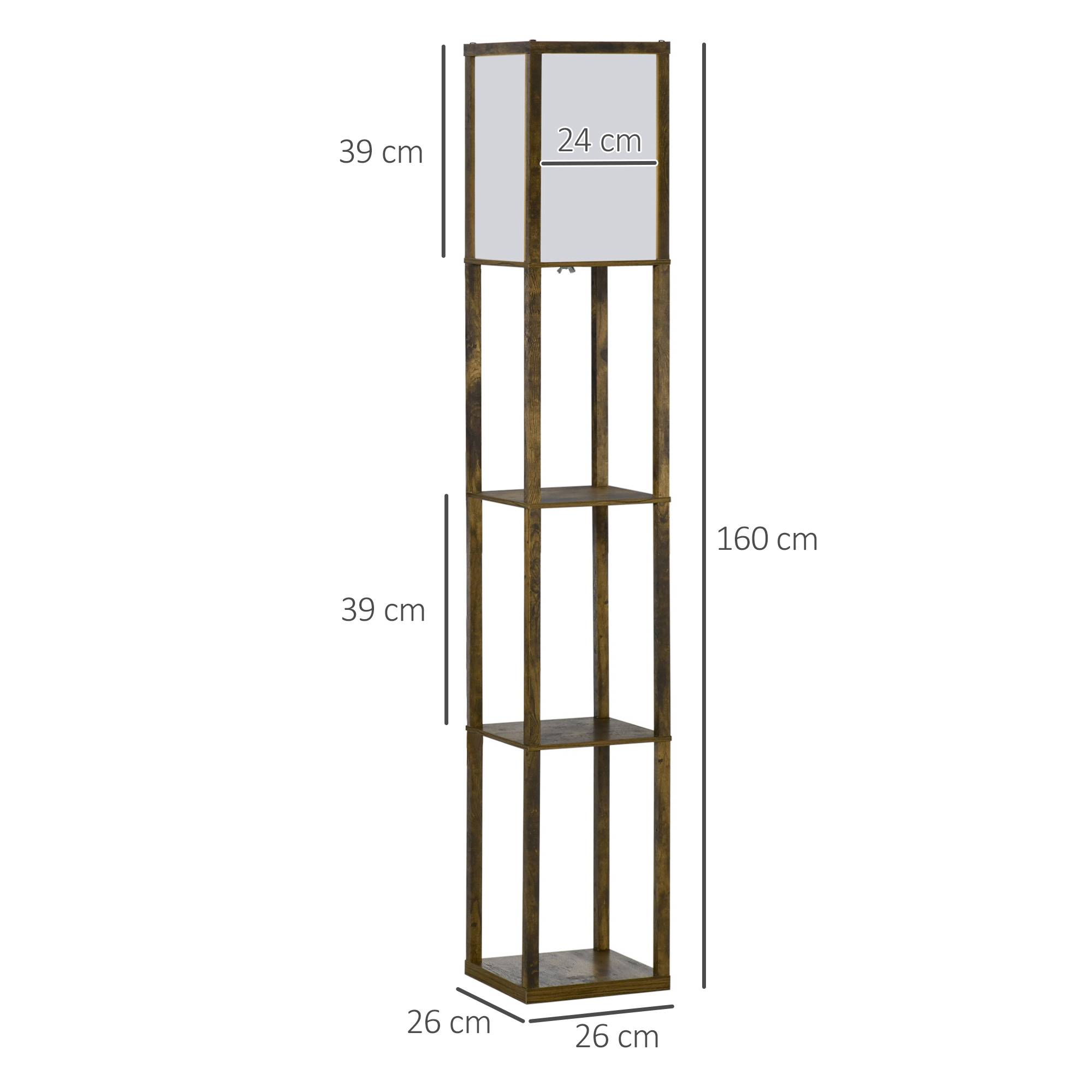 Lampadaire rustique marron 3 étagères douille E27 40W max 26 × 26 × 160 cm salon - Image 5